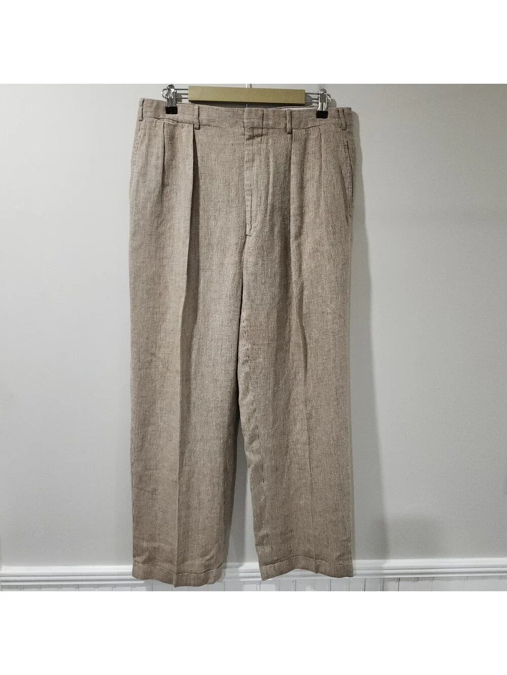 Vintage Polo Ralph Lauren Dress Pants Trousers Houndstooth 34x29 Pleated Cuffed